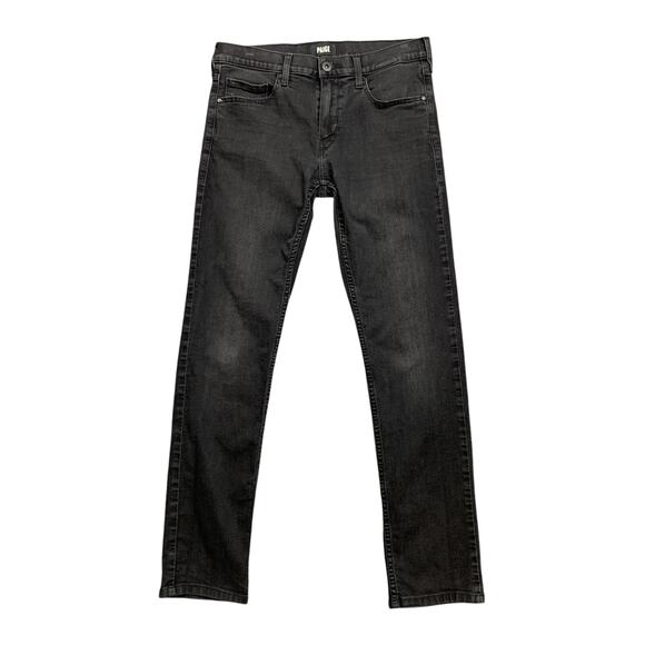 Paige Jeans Mens 30 Dull Black Denim Lennox Skinny Straight Stretch Cotton Blend - Picture 1 of 11